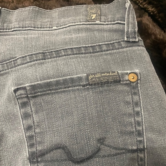 7 for all mankind Low-Mid Rise Skinny Jeans Copped Raw Hem Gray Faded Black - Picture 8 of 12